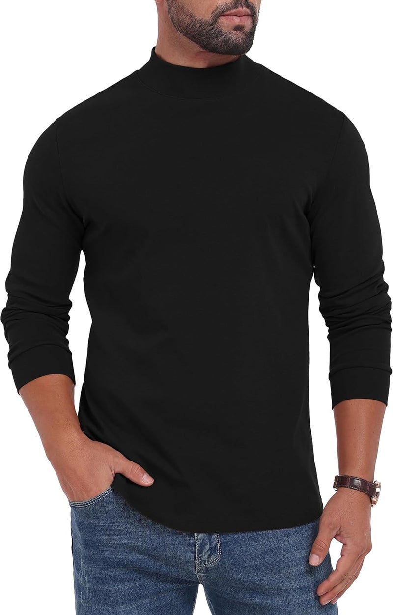 Sailwind Men's Mock Turtleneck Long Sleeve Shirt Cotton Basic Thermal Undershirt Lightweight Pullover - Image 3